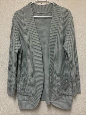 Women's Casual Long Sleeve Knitted Gray Cardigan Sweater, Autumn/Winter Size XL
